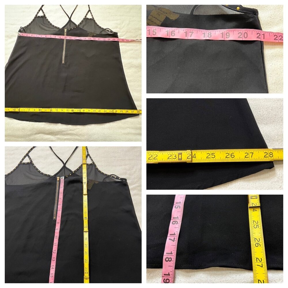 Finesse Black Sheer Studded Strappy Tank Zipper 2XL  Stylish Office Party Dressy - Picture 8 of 16